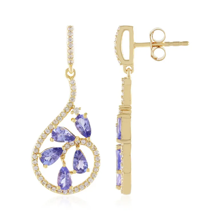 Tansanit-Silberohrringe