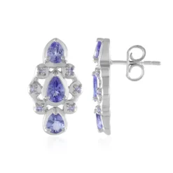 Tansanit-Silberohrringe