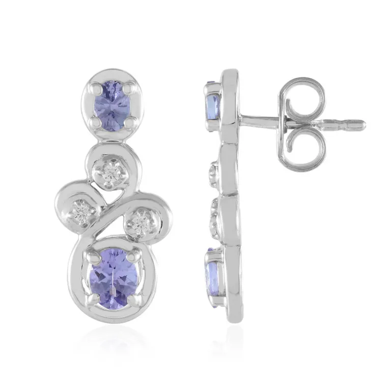 Tansanit-Silberohrringe