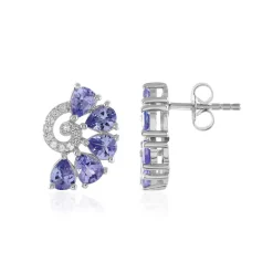 Tansanit-Silberohrringe