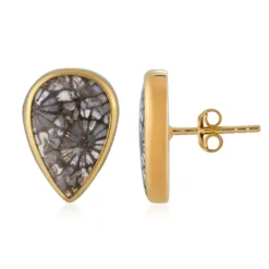 Versteinerte Koralle-Silberohrringe (Bali Barong)