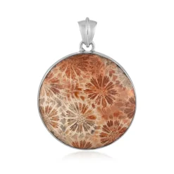 Versteinerte Koralle-Silberanhänger (Bali Barong)