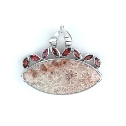 Versteinerte Koralle-Silberanhänger