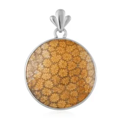 Versteinerte Koralle-Silberanhänger (Bali Barong)