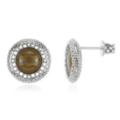 Versteinertes Holz-Silberohrringe