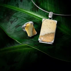 Versteinertes Holz-Silberring (Bali Barong)