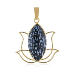 Versteinertes Jambi-Palmenholz-Silberanhänger (Bali Barong)