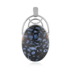 Versteinertes Jambi-Palmenholz-Silberanhänger (Bali Barong)