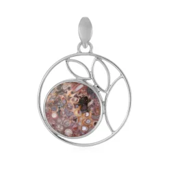 Versteinertes Palmenholz-Silberanhänger (Bali Barong)