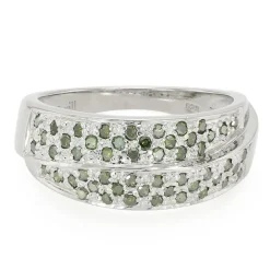 Waldgrüner Diamant-Silberring