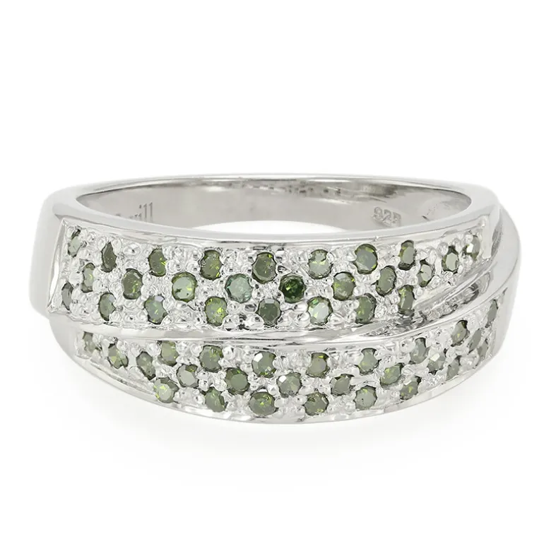 Waldgrüner Diamant-Silberring