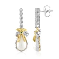 Weiße Mabe-Perlen-Silberohrringe (Gems en Vogue)