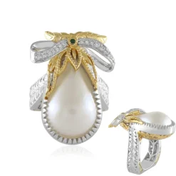 Weiße Mabe-Perlen-Silberring (Gems en Vogue)