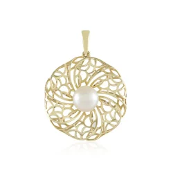 Weiße Süßwasserzuchtperlen-Goldanhänger (Ornaments by de Melo)