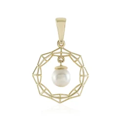 Weiße Süßwasserzuchtperlen-Goldanhänger (Ornaments by de Melo)