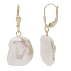 Weiße Süßwasserzuchtperlen-Goldohrringe