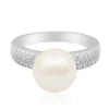 Weiße Süßwasserzuchtperlen-Silberring