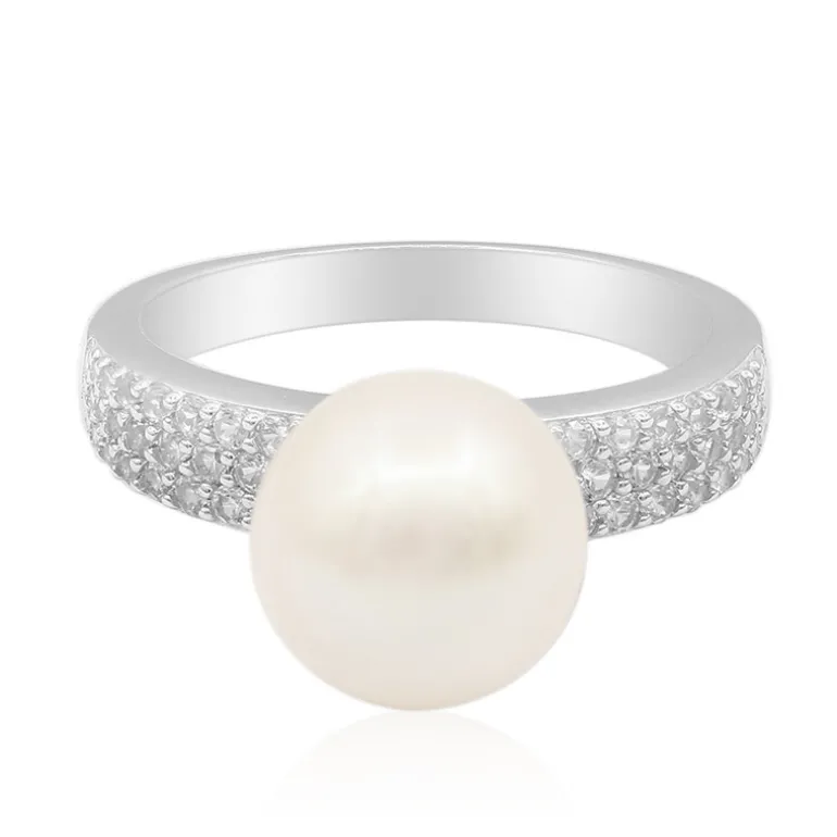 Weiße Süßwasserzuchtperlen-Silberring