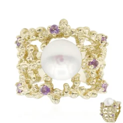 Weiße Süßwasserzuchtperlen-Silberring (TPC)