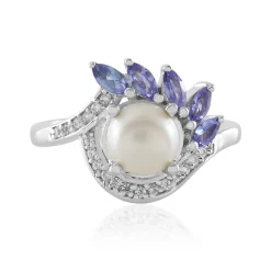 Weiße Süßwasserzuchtperlen-Silberring