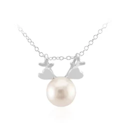 Weiße Süßwasserzuchtperlen-Silberhalskette