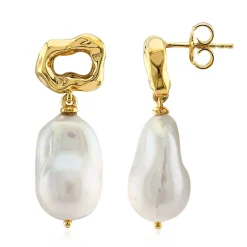 Weiße Süßwasserzuchtperlen-Silberohrringe (TPC)