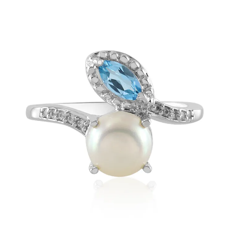 Weiße Süßwasserzuchtperlen-Silberring