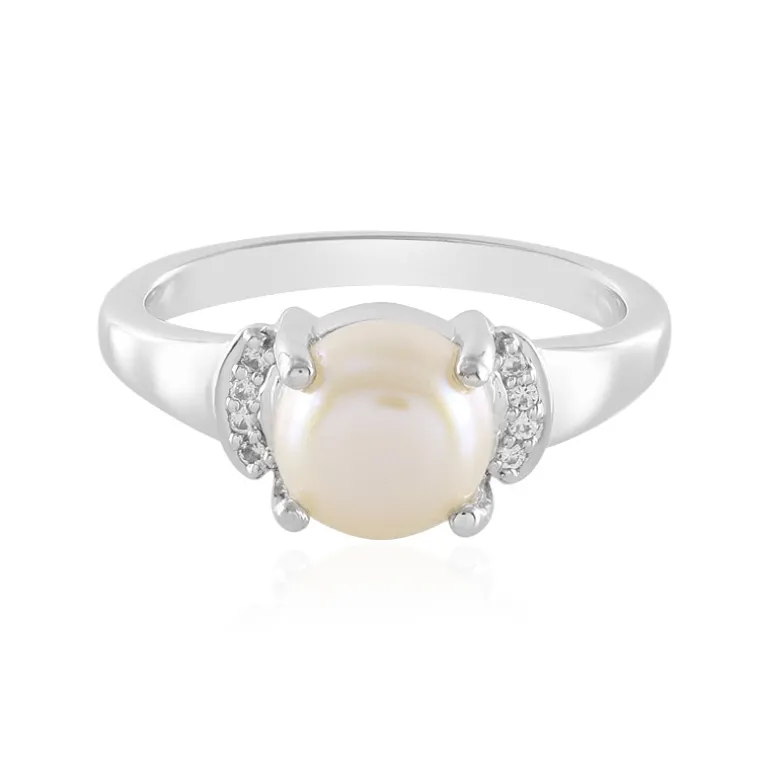 Weiße Süßwasserzuchtperlen-Silberring