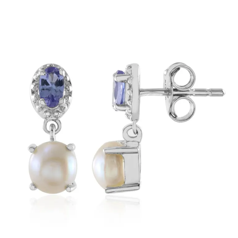 Weiße Süßwasserzuchtperlen-Silberohrringe