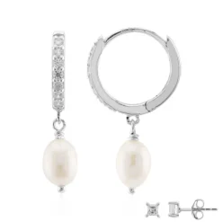 Weiße Süßwasserzuchtperlen-Silberohrringe