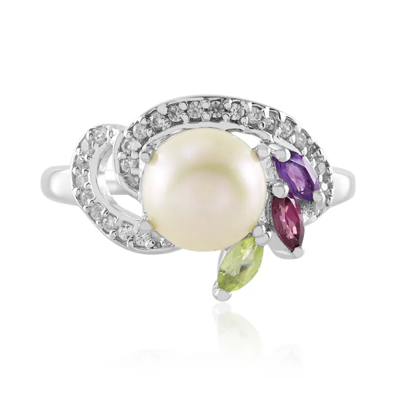 Weiße Süßwasserzuchtperlen-Silberring