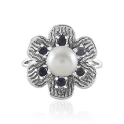 Weiße Süßwasserzuchtperlen-Silberring