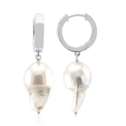 Weiße Süßwasserzuchtperlen-Silberohrringe (TPC)