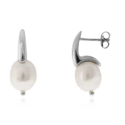 Weiße Süßwasserzuchtperlen-Silberohrringe (Joias do Paraíso)