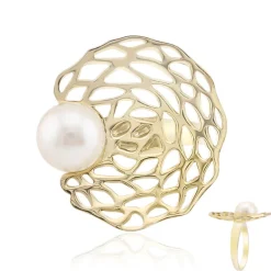 Weiße Süßwasserzuchtperlen-Silberring (TPC)