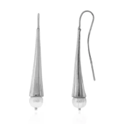 Weiße Süßwasserzuchtperlen-Silberohrringe (Joias do Paraíso)