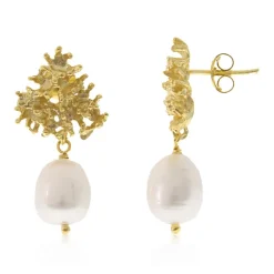 Weiße Süßwasserzuchtperlen-Silberohrringe (Joias do Paraíso)