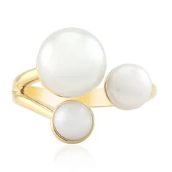 Weiße Süßwasserzuchtperlen-Silberring (TPC)