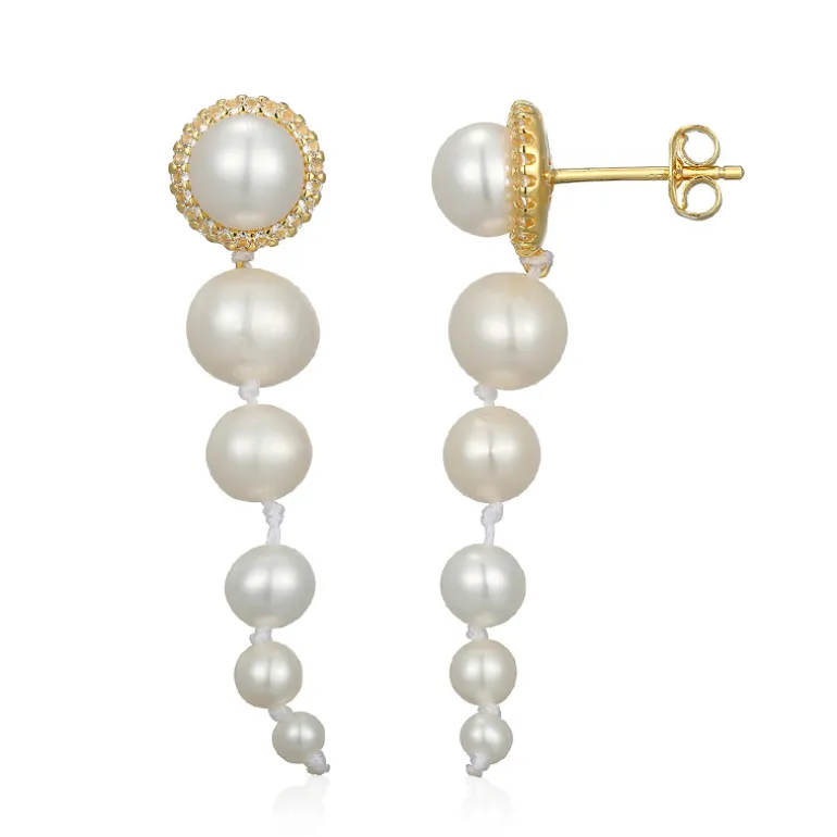 Weiße Süßwasserzuchtperlen-Silberohrringe