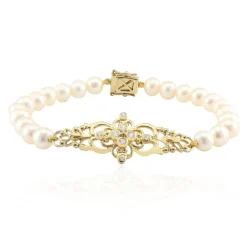 Weiße Süßwasserzuchtperlen-Silberarmband