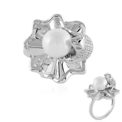 Weiße Süßwasserzuchtperlen-Silberring