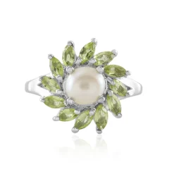 Weiße Süßwasserzuchtperlen-Silberring