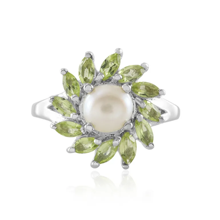 Weiße Süßwasserzuchtperlen-Silberring