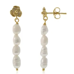 Weiße Süßwasserzuchtperlen-Silberohrringe (Joias do Paraíso)