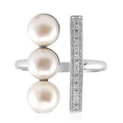 Weiße Süßwasserzuchtperlen-Silberring (TPC)