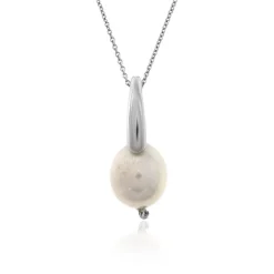 Weiße Süßwasserzuchtperlen-Silberhalskette (Joias do Paraíso)