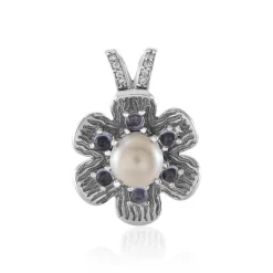 Weiße Süßwasserzuchtperlen-Silberanhänger