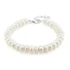 Weiße Süßwasserzuchtperlen-Silberarmband (TPC)