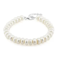 Weiße Süßwasserzuchtperlen-Silberarmband (TPC)