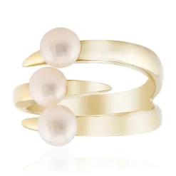 Weiße Süßwasserzuchtperlen-Silberring (TPC)